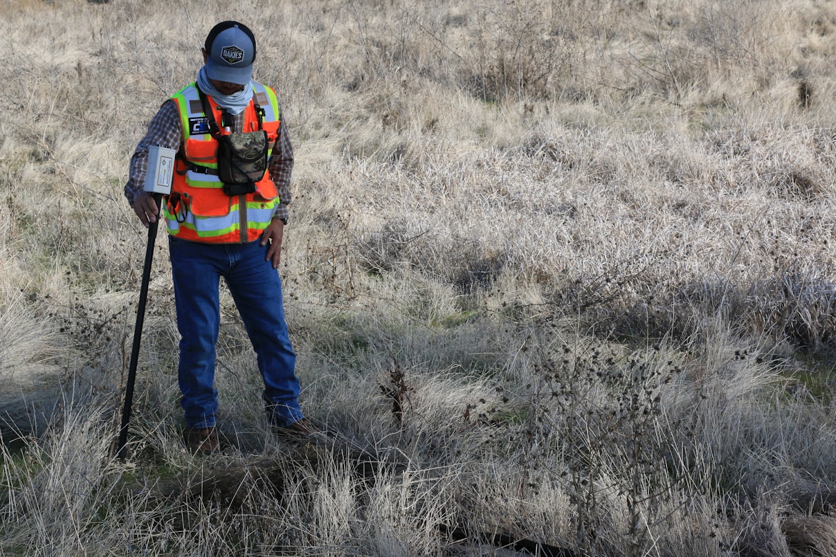 Field worker in safety vest