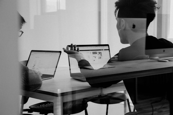 Person working at standing desk