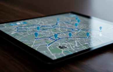 Digital GIS map on tablet
